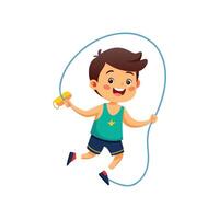 Happy Boy Enjoying His Jump Rope vector