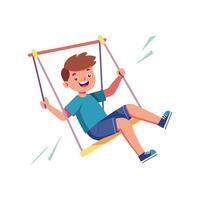 Joyful Boy Swinging on a Playground Swing vector