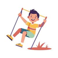 Happy Boy Enjoying a Swing Ride vector