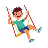 Dynamic Scene of Boy on a Swing. vector