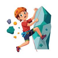 Illustration of Boy Climbing Rock Wall with Grit vector