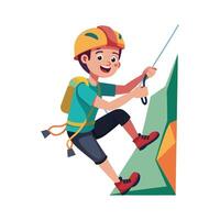 Illustration of Boy Gripping Rock Wall with Grit vector