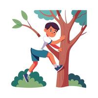 Illustration of Boy Climbing Tree with Glee vector