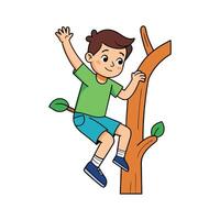 Illustration of Boy Climbing Tree with Joyful Feel vector