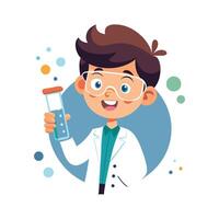 Joyful Boy Holding Experiment Setup with Wonder vector