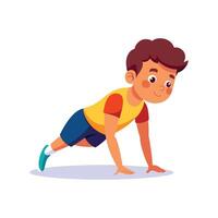 Boy Doing PushUps in an Energetic Scene vector