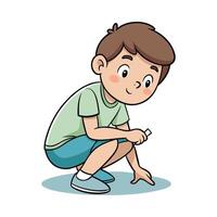 Illustration of Boy Crouching Down with Chalk vector