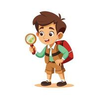 Illustration of Boy Using Magnifying Glass vector