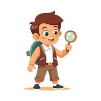 Boy in Nature with Magnifying Glass Design vector