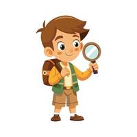 Boy on Adventure with Magnifying Glass vector