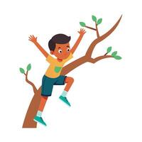 Joyful Boy in Tree Climbing Adventure vector