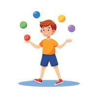 Energetic Boy Juggling Balls with Joy vector