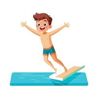 Illustration of Boy Jumping into Pool with Joy vector