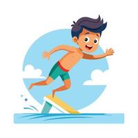 Joyful Boy Jumping into Pool with Glee vector