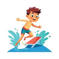 Illustration of Boy Jumping into Pool with Joy. vector