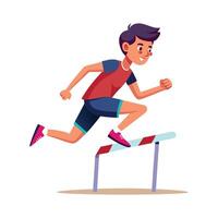 Energetic Boy in Motion Jumping Over Hurdle vector