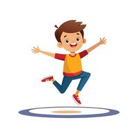Illustration of Boy MidJump on Trampoline vector
