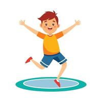 Boy MidAir Jumping on Trampoline with Joy vector