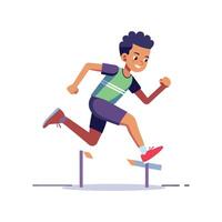 Illustration of Boy Jumping Over Hurdle with Joy vector