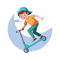 Illustration of Boy Doing Tricks on Scooter vector