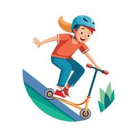 Scene of Boy Performing Amazing Scooter Tricks vector