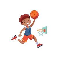 Energetic Boy Making Basketball Jump Shot vector