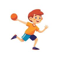 Dynamic Boy Throwing Dodgeball with Joy vector