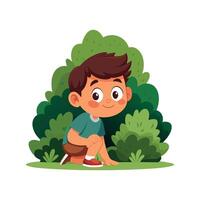 Boy Peeking Out in Hide and Seek Game vector
