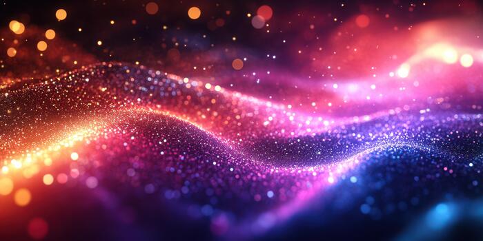 Colorful abstract waves of light and sparkles create a mesmerizing visual experience in a digital artwork photo