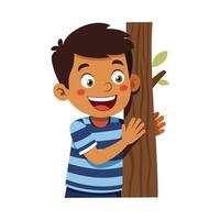 Boy Happy While Peeking in Hide and Seek vector