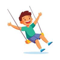 Boy Soaring Through the Air on Swing vector