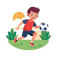 Cheerful Boy Playing Ball Outdoors vector