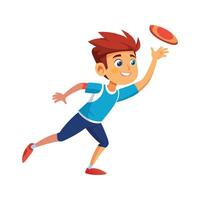 Active Boy Engaging with Frisbee Play vector