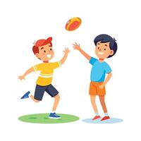Scene of a Boy Playing with Frisbee vector
