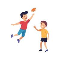 Joyful Scene of a Boy with Frisbee vector