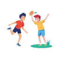 Active Boy in Frisbee Playing Scene vector