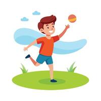 Child in Action Tossing a Frisbee vector