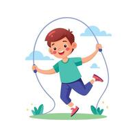 Child Enjoying Jump Rope Fun vector