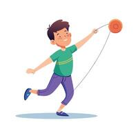 Joyful Boy Skillfully Playing with YoYo vector