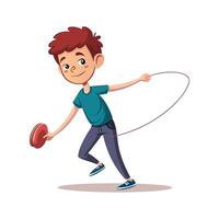 Joyful Boy Skillfully Playing with His YoYo vector