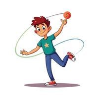 Active Boy Holding a YoYo with Joy vector