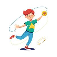 Active Boy Enjoying Performing YoYo Tricks vector