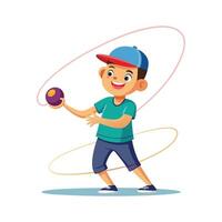 Child Skillfully Playing with a YoYo vector