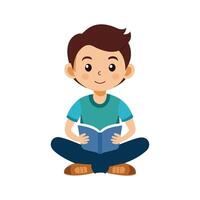 Inquisitive Boy CrossLegged with a Book vector