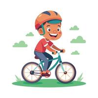 Dynamic Boy Riding His Bicycle with Joy vector