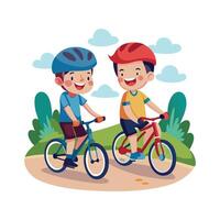 Dynamic Scene of Boy Riding with a Friend vector