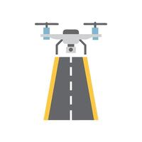 Modern Highway Surveillance Drone Icon Design. vector