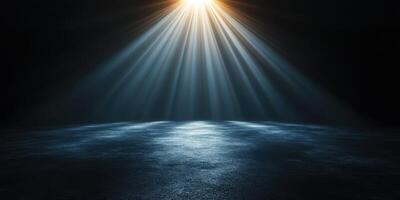 Dramatic rays of light illuminate a dark space creating a serene atmosphere of tranquility and contemplation photo