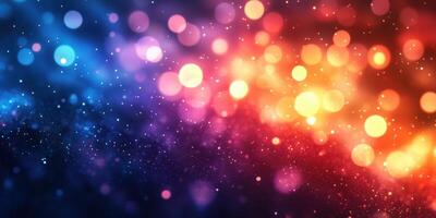 Vibrant abstract background showcasing luminous bokeh circles against a colorful gradient at nighttime photo