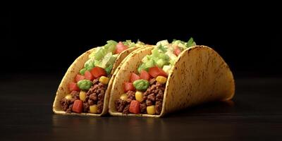 Delicious tacos filled with seasoned beef, fresh vegetables, and colorful toppings ready for tasting photo
